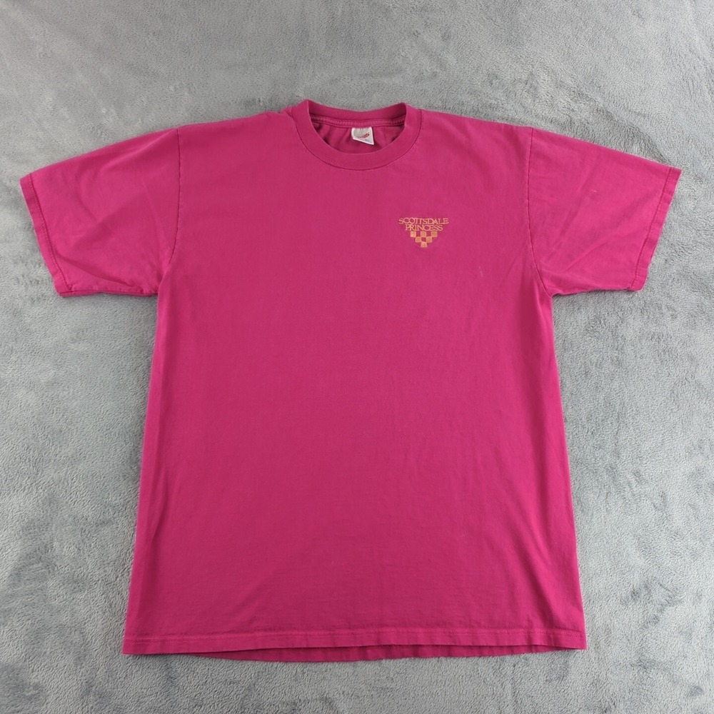 VTG Jerzees Shirt Mens XL (Fits Large) Pink Scottsdale Logo Made‎ in USA Y2K